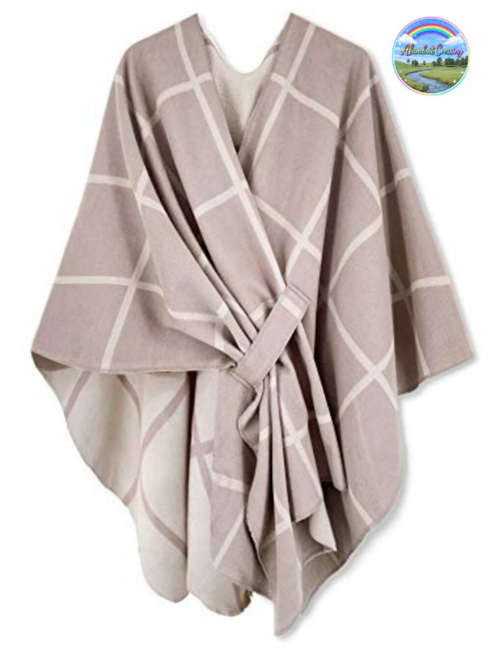 Viscose Polyester Poncho Shawl Wrap Open Front Cardigan One Size Plaid